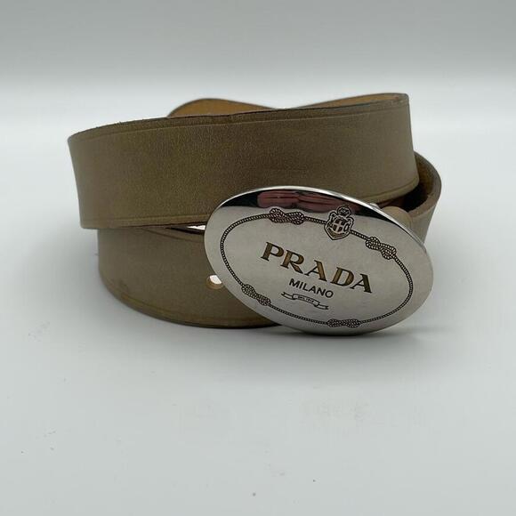 Prada - Classic Saffiano Made in Italy Oval Belt Buckle - Neutral Cream - 36 - Picture 2 of 8